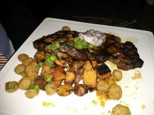 barbecued ribeye steak.