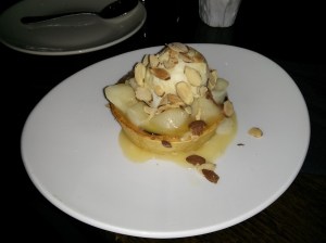 apple + almond tart with toasted almonds & caramel ice cream.
